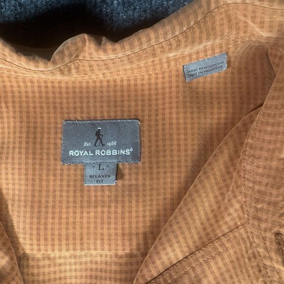 Royal Robbins Mens Relaxed Fit Desert Orange Pucker Short Sleeve Shirt Large - Picture 4 of 9